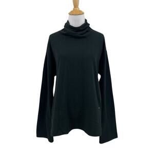 RLX Ralph Lauren Sweater Womens L Large Black Turtleneck Drop Shoulder Split Hem